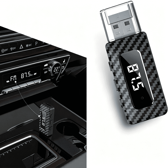 GJX USB Bluetooth Receiver for Car, Bluetooth 5.3 Wireless Audio Adapter, USB Power Supply 3.5mm Aux Jack Adapter, FM+AUX Transmitting Signal Receiver
