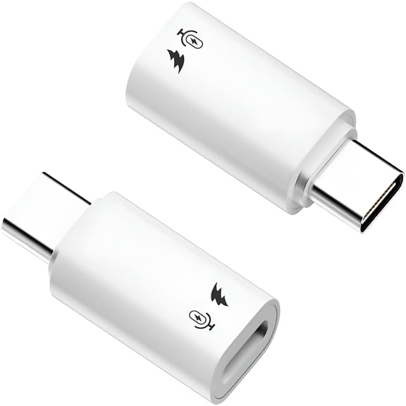GJX USB C to Lightning Microphone Adapter 2 Pack, USB Type C Male to Lightning Female Converter for Wireless Lavalier Mic, Aluminum Alloy Shell for iPhone iPad MacBook, White, Not for Headphone