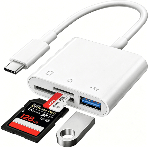 GJX USB C to Micro SD TF Memory Card Reader,3-in-1 USB C Camera Card Reader Adapter for iPhone 15 16 17 Pro Max,iPad Pro,MacBook Pro/Air,Chromebook XPS,Galaxy S10/S9 and More USB C Devices