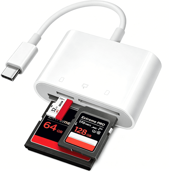 GJX USB C SD Card Reader for iPhone 15/iPad/Mac, USB C to SD CF, Type C Memory Card Adapter with Compact Flash/CF/SD/MicroSD Slots Compatible with iPad MacBook Pro/Air/Mini Mac Laptop