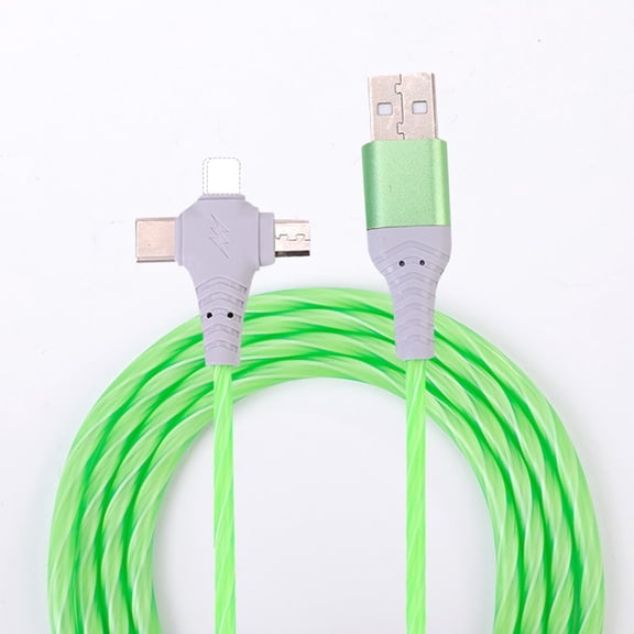 GJX USB C to USB C Cable, Fast Charging Type C Charger Cord with LED Flow Light, Durable Data Sync Wire for Phone, Tablet, Home, Office, Travel, Green