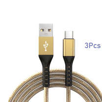 GJX USB Cable Fast Charging USB Type C Cable,Break-Resistant Micro USB Cable with Nylon Braided,Gold,6ft