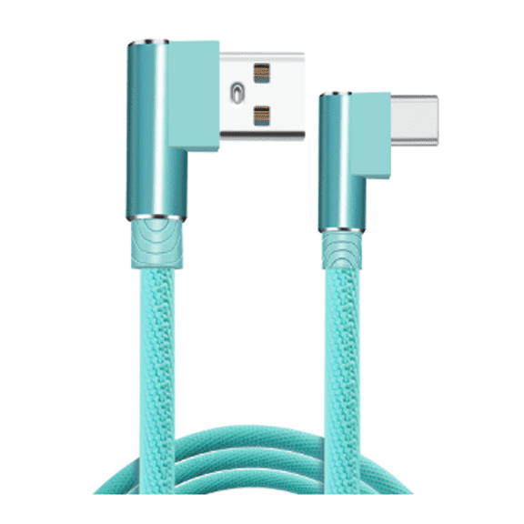 GJX USB Cable High-Speed Charging&data Sync Cord USB Type C Cable,Right Angle 90° Elbow Nylon Braided Micro USB Cable,Blue,9ft