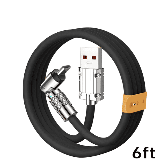 GJX USB Cable Quick Charge USB Type C Cable with 180° + 360° Rotating Design,Micro USB Cable Built-in Smart Chip,Black,6ft