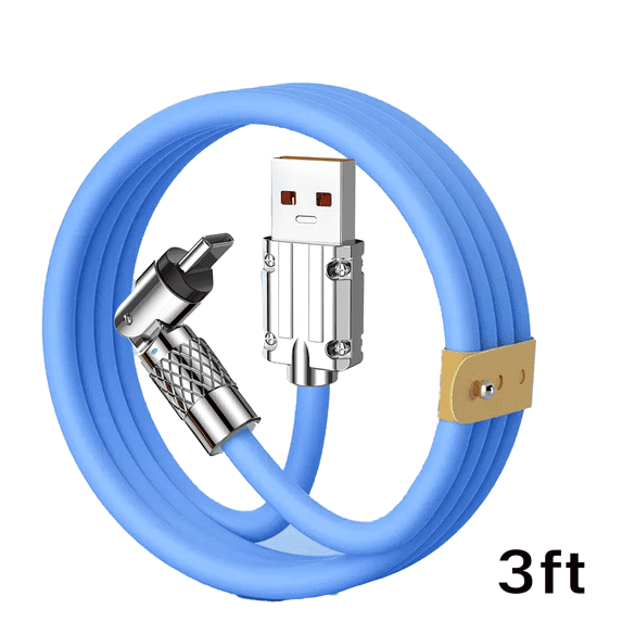 GJX USB Cable Quick Charge USB Type C Cable with 180° + 360° Rotating Design,Micro USB Cable Built-in Smart Chip,Blue,3ft