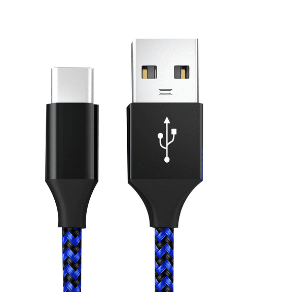 GJX USB Cable Super Fast Charging Micro USB Cable,Nylon Braided USB Type C Cable,Black and Blue,3ft