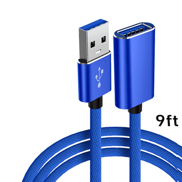GJX USB Extension Cable,USB a Extension Cable with High-Speed Data Transfer,USB a Male to Female Cord USB Printer Cable,Blue,9ft