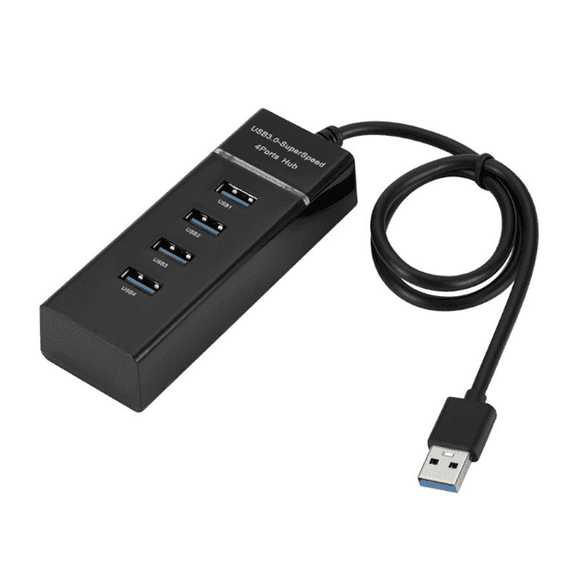GJX USB Hub 3.0, Compact Multi-Port USB Hub with High-Speed Data Transfer, Bus-Powered USB Port Expander for Laptop Desktop PC, Plug and Play USB Splitter for Office Home Use, Black