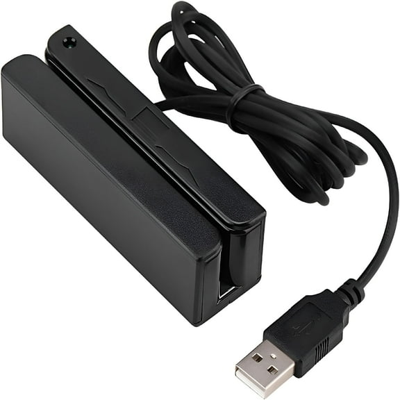 GJX USB Magnetic Stripe Card Reader, 3 Track Swipe Credit Card Scanner, Plug and Play Keyboard Emulation Magstripe Reader for POS ID Verification