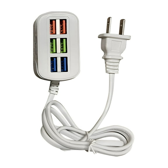 GJX USB Power Strip with 6 Ports, 5V 3.1A Multi-Port USB Charger Hub, Plug and Play Extension Socket Splitter for Office, Home, and Travel, Compact and Lightweight