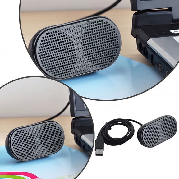 GJX USB Powered Computer Speakers, 3W Dual Bass Sound Bar With AUX Input, Mini Wired Stereo Speakers For Desktop Laptop TV, Compact Clip On Audio System For Home Office And Gaming, Black