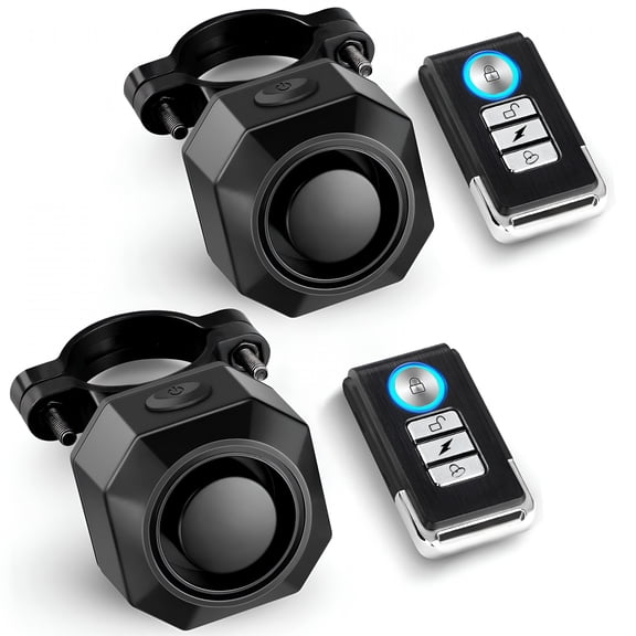 GJX USB Rechargeable Bike Alarm with Remote, 110dB Loud Wireless Anti Theft Vibration Motion Sensor Vehicle Security Alarm System Waterproof Bicycle Trailer Motorcycle Alarm