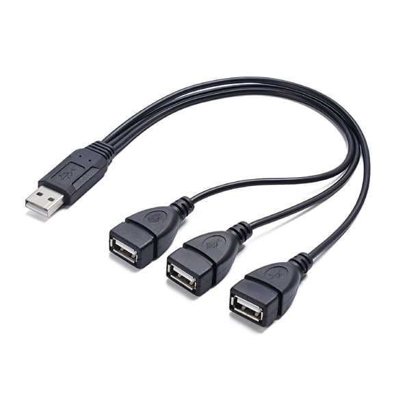 GJX USB Splitter Cable 1 Male to 3 Female Power Extension Hub Adapter for Computer TV Charger Mouse Keyboards