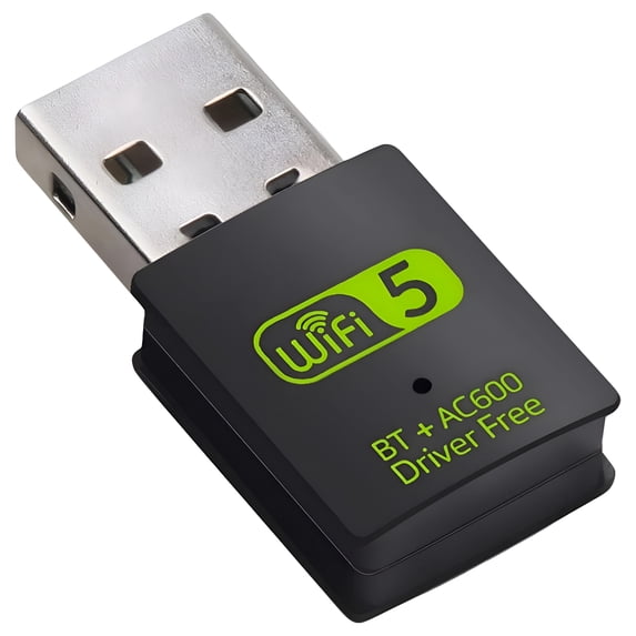GJX USB WiFi Bluetooth Adapter, 600Mbps Dual Band 2.4/5Ghz Wireless Network External Receiver, Mini WiFi Dongle for PC/Laptop/Desktop
