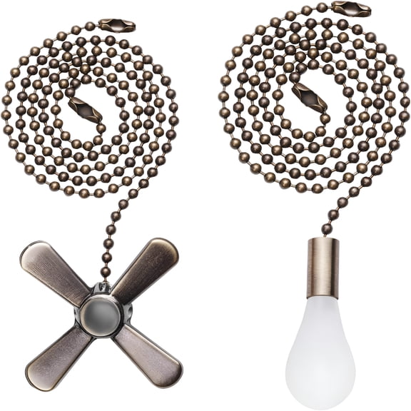 GJX Ultra Long Ceiling Fan Pull Chain Extender,Embedded with Decorative Frosted Glass Bulb and Fan Cord for 3Mm Beaded Ceiling Fans and Light Fixtures