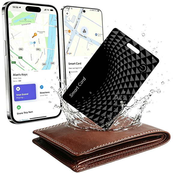 GJX Ultra Slim Wallet Tracker Card,Works with Ios&Android,Ip68,120Db Alarm,Apple Mfi Certified for Apple Find My&Google Find Hub-Wireless Charging,Waterproof for Keys,Passport&Luggage