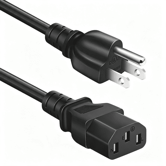 GJX Universal 3-Prong Ac Power Cable for Computers, Tvs, Monitors & More, 3 Feet (0.92 Meters), Durable Ac Power Cord, Black