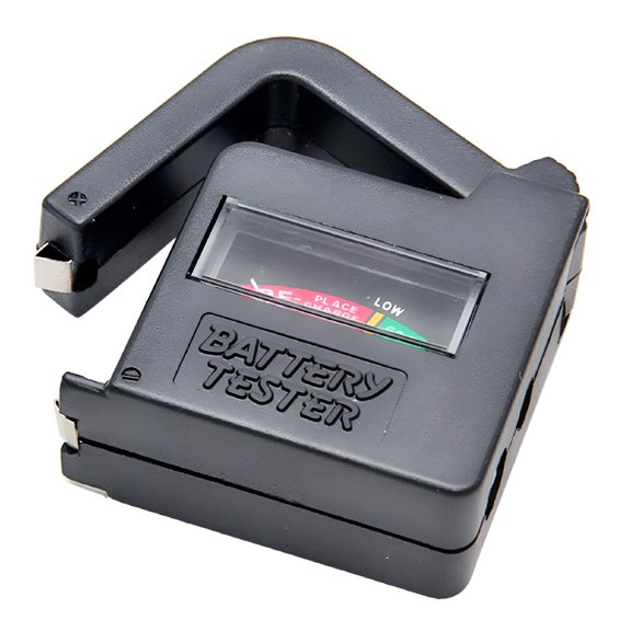 GJX Universal Battery Tester for AA AAA C D 9V Button Cell, Portable Power Checker with Color-Coded Scale, No Battery Required, Compact Volt Meter Tool for Household Electronics