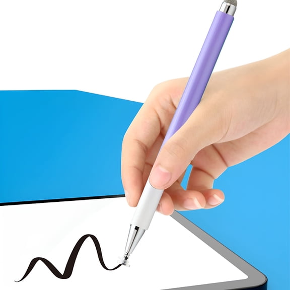 GJX Universal Capacitive Stylus Pen, 2-in-1 Precision Disc Tip for iPhone iPad Android Tablet, Aluminum Alloy Touch Screen Stylus, No Bluetooth Needed, Purple