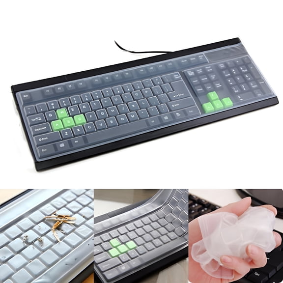 GJX Universal Clear Silicone Desktop Computer Keyboard Cover Skin for Pc 108 Keys Standard Keyboard,Anti Dust Waterproof Keyboard Protector Skin Film Cover