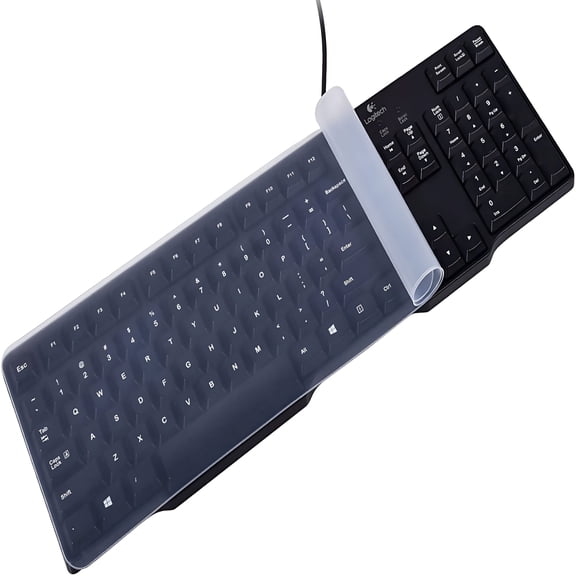 GJX Universal Keyboard Cover, 17.5 x 5.5 Inch Clear Silicone Protector, Waterproof Dustproof Skin for Standard Desktop PC, Washable Anti-Spill Guard for Office Home Gaming, 108 Keys