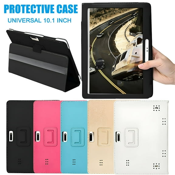 GJX Universal Leather Tablet Case for 10-10.1 Inch Android, Protective Cover with Precise Cutouts, Slim Business Shell for NewMine, ChangHong, Xiaobawang, Black