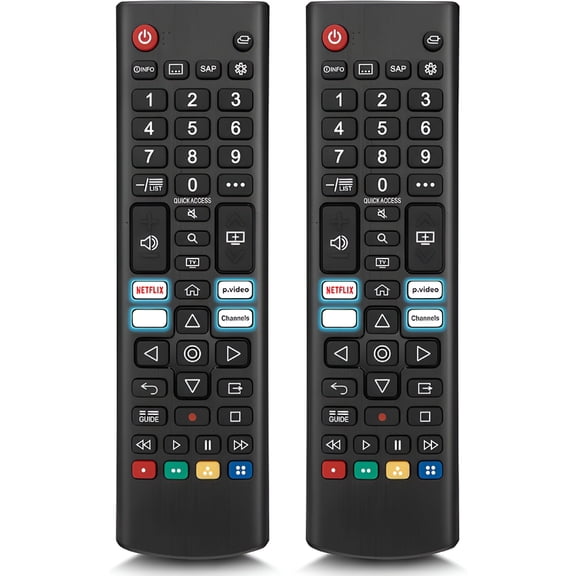 GJX Universal Smart TV Remote Control Replacement 2 Pack, No Setup Required, Works with Most Smart TVs, 4 Shortcut Buttons, 40ft Range, Durable ABS Wireless Controller for Home Entertainment