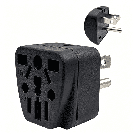 GJX Us Travel Plug Adapter Eu/Uk/Au/In/Cn/Jp/Asia/Italy/Brazil to Usa(Type B),3Prong Grounded Usa Wall Plug,International Mini Travel Adapter&Converter,Wall Outlet Power Charger Converter Black