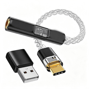 GJX Usb C to 3.5Mm Audio Adapter with Dac for Iphone, & Ipad | Headphone Amp | Hifi 32Bit/384Khz | 8-Core Silver-Plated Cable Hifi Silver-Plated Cable Usb C to 3.5Mm Audio Adapter