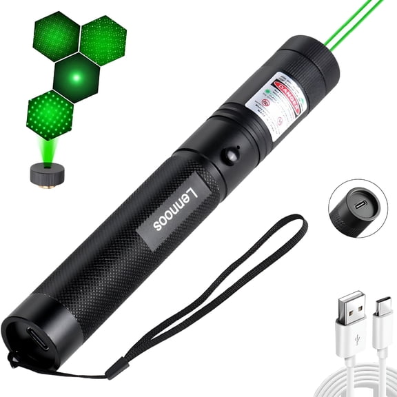 GJX Usb-C Rechargeable Green Laser Pointer - Advanced Long-Range Laser Pointer High Power with Star Cap for Astronomy Construction Presentations and Outdoor Adventures