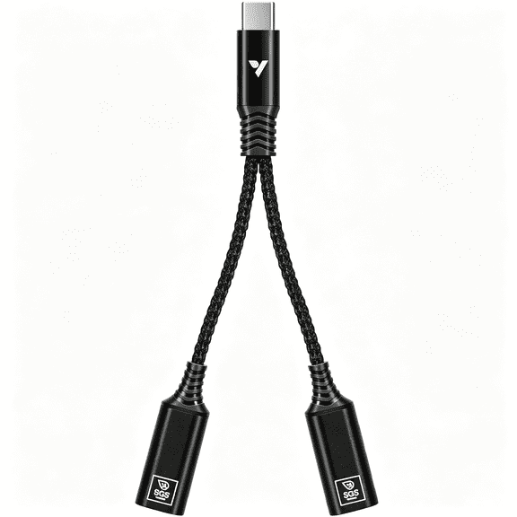 GJX Usb-C Splitter with 1 Male to 2 Female, 2-In-1 Type C Splitter, Daisy-Chain Adapter Dongle for Controller Usb-C Splitter