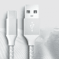 thumbnail image 1 of GJX USB Cable Super Fast Charging Android Charger Cable,Nylon Braided USB Type C Cable Micro USB Cable,Silver and White,9ft, 1 of 5