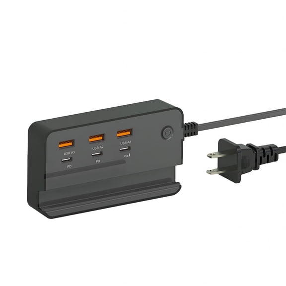 GJX Usb Charging Station,2 in 1 Multifunctional Desktop Power Strip with 3 Usb,3 Type C Ports,35W Fast Charging Smart Chip Multiple Usb Charging Station for Multiple Devices