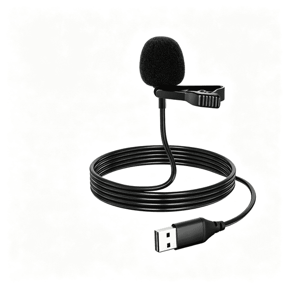 GJX Usb a Lapel Microphone Mini Omnidirectional Clip on Lavalier Mic| Plug Amp Play, 2M Cable, for 2.0 Mac Windows Pc Laptop Computer Youtube Skype, Podcast, Gaming, Vlog, Video Conferencing