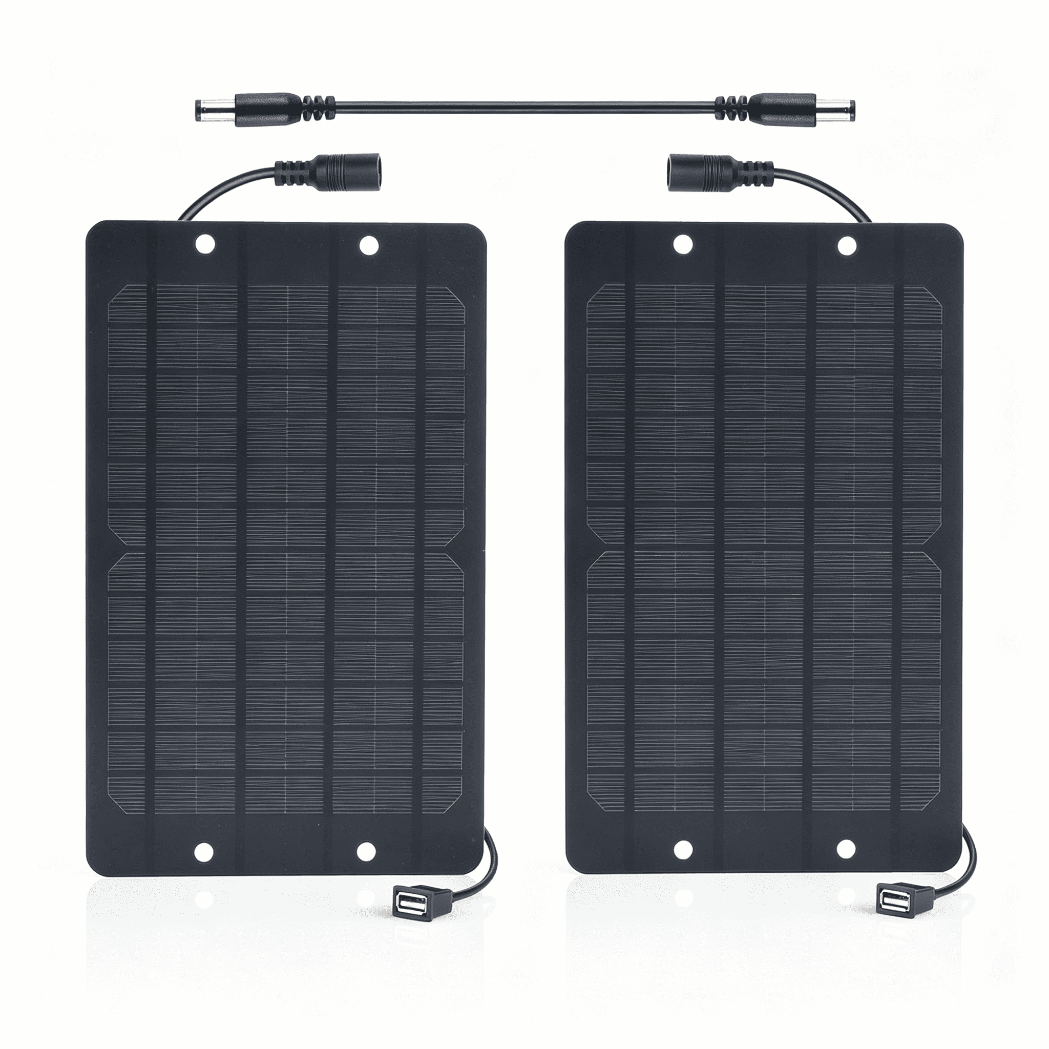 GJX Usb Solar Panel 2Pack with Dc Male to Male Cable- Solar Usb Charger 5V 6W with High Performance Monocrystalline for Mini Fan,Power Bank,Camping Lanterns