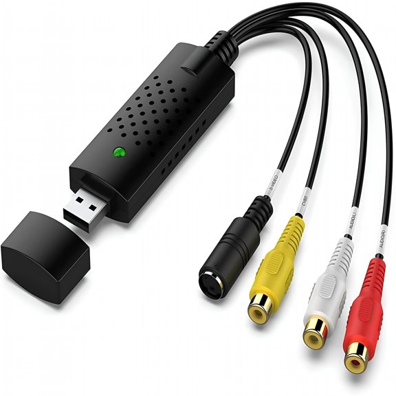 GJX 2026 New Vhs to Digital Converter-Usb 2.0 Audio/Video Converter,Video Capture Card Vhs Box Vhs Vcr Tv to Digital Converter for Windows and Mac for Home,Office,Studio