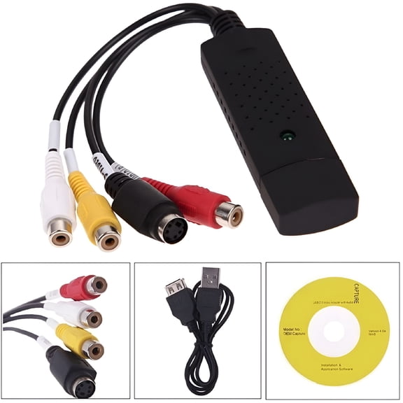 GJX VHS to Digital Converter USB 2.0 Video Audio Capture Card Box VCR DVD TV To Digital Adapter