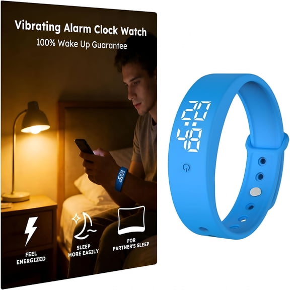 GJX Vibrating Alarm Clock Watch for Heavy Sleepers,Silent Wake Up Bracelet&Smart Wristband,Wearable Vibration Wrist Alarm,Non-Audible Sleep Wristband for Men&Women
