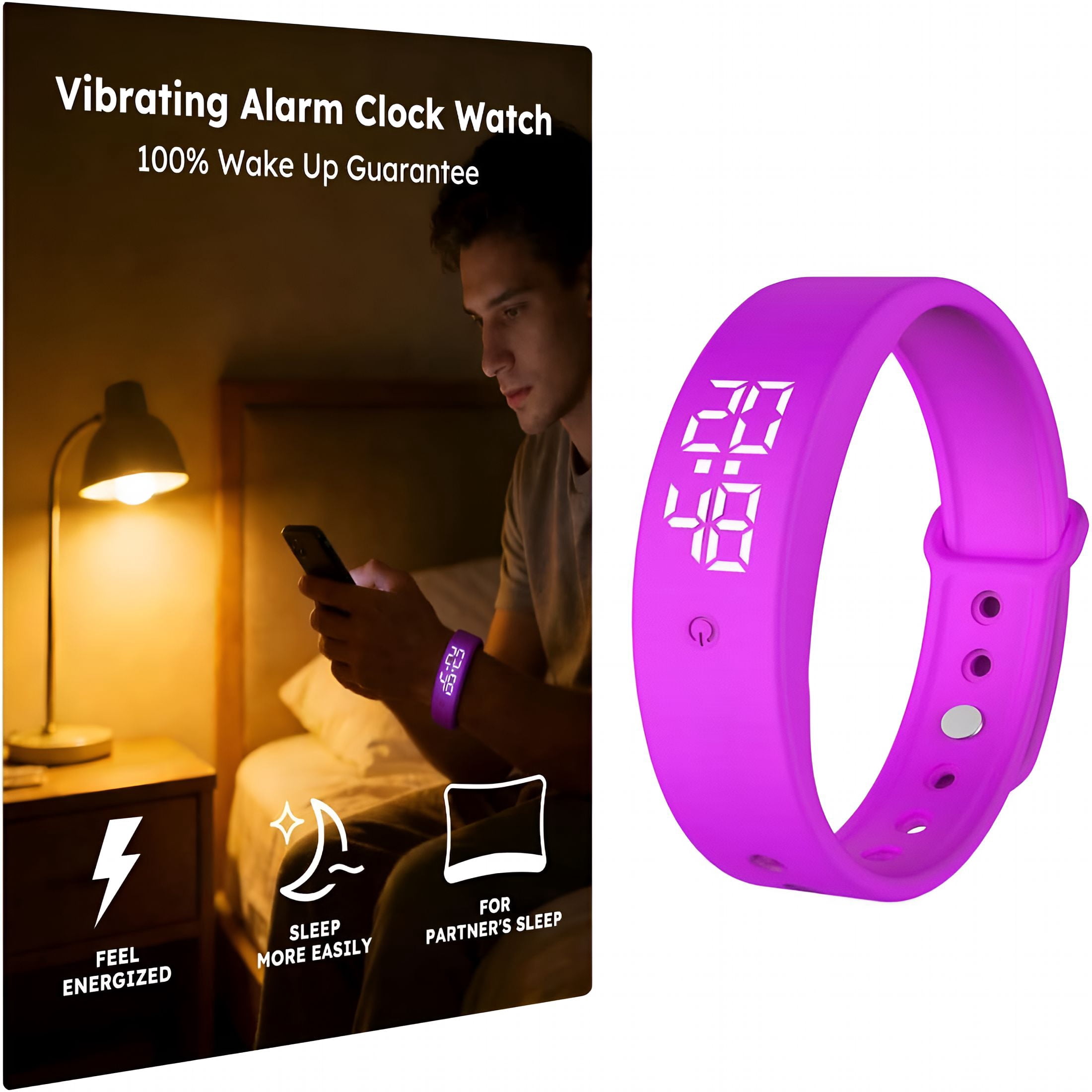 silent vibrating personal alarm clock Amazon.com: Tech Tools Vibrating Alarm Clock - Shake N Wake - Silent Alarm  Wristband Watch main image 1