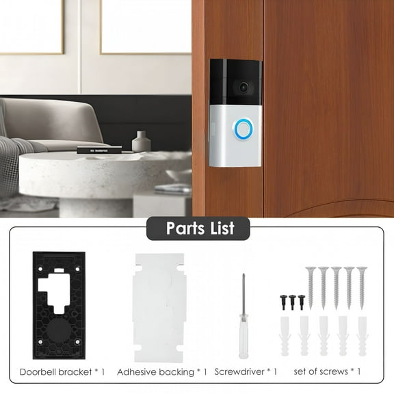 GJX Video Doorbell Mount Adhesive Camera Doorbell Mount No Drilling Doorbell Mounting Bracket Not Block Doorbell Motion Sensor Multipurpose Doorbell Door Holder for Houses