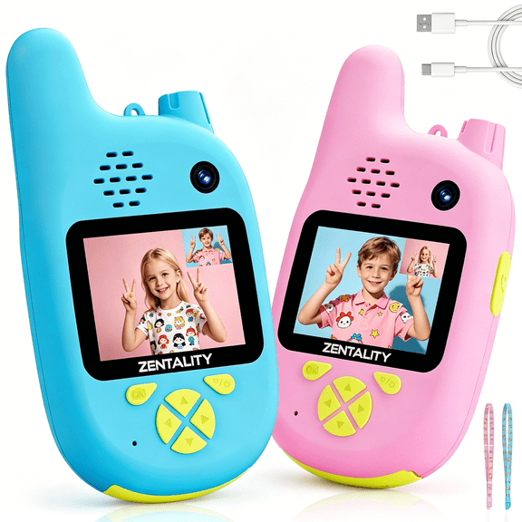 GJX Video Walkie Talkies for Kids,Toys for 3-12 Year,Dual Camera,Rechargeable 2-Way Radio Toy,Send Photos & Emojis,1000Ft Long Range for Indoor Outdoor,Camping,Kids Games