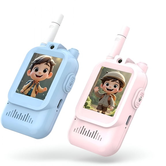 GJX Video Walkie Talkies for Kids-2-Way Video Call,Rechargeable,1500Ft Range,With Voice Changer | for Outdoor,Camping&Family Games(2Pcs)