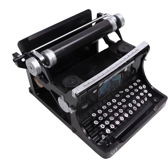 GJX Vintage Typewriter Model, Antique Black Iron Decor for Home and Office, Retro Radio Inspired Statement Piece for Shelves and Desks
