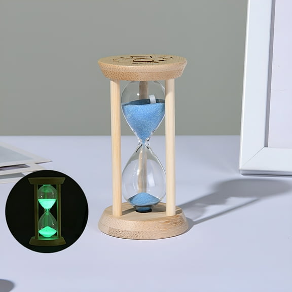 GJX Vintage Wooden Hourglass Sand Timer, 1 Minute Fluorescent Sand Clock, Elegant Decorative Sandglass for Office Home Decor, Unique Gift