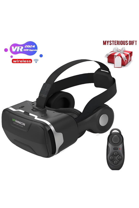 Virtual Reality VR Glasses with Remote Control, HD IMAX Huge Screen 3D Glasses, VR Helmet for iPhone Android, Support Game Joystick