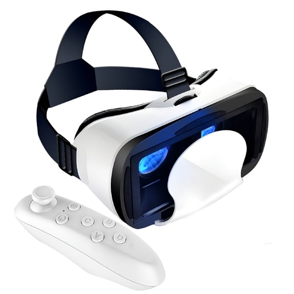 GJX Virtual Reality VR Headset with Game Controller, Adjustable