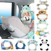 GJX Visland Baby Car Mirror, Cartoon Shape Safety Car Seat Mirror for Rear Facing Infant with Wide Crystal Clear View, Adjustable Safety Seat Mirror for Kids