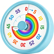 GJX Visual Timer for Kids, 60 Minute Countdown Timers Classroom Kitchen Office, Rainbow Disk Desk Clock with Silent Operation, Pomodoro Time Management Tools Toddler Adhd Blue