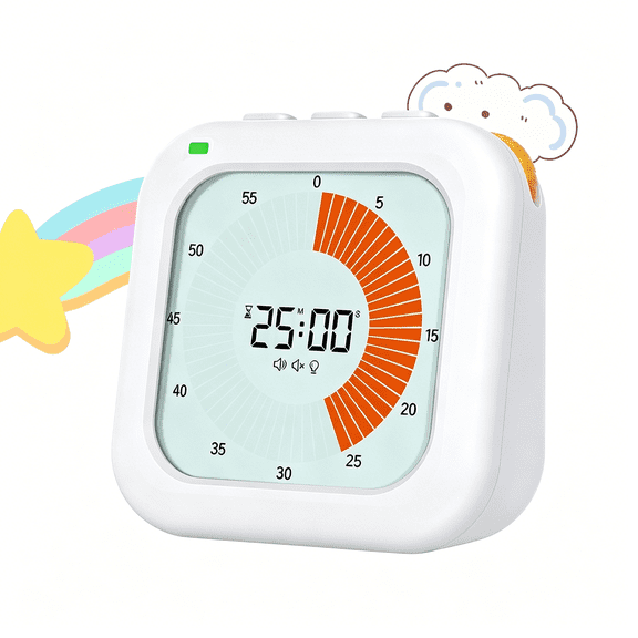GJX Visual Timer for Kids Lcd Countdown Clock with 3 Alarm Modes for Homework Adhd Timer