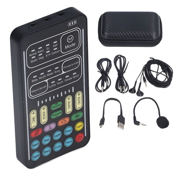 GJX Voice Changer Set, Recording Mini Sound Card with Monitor Headphones for Game